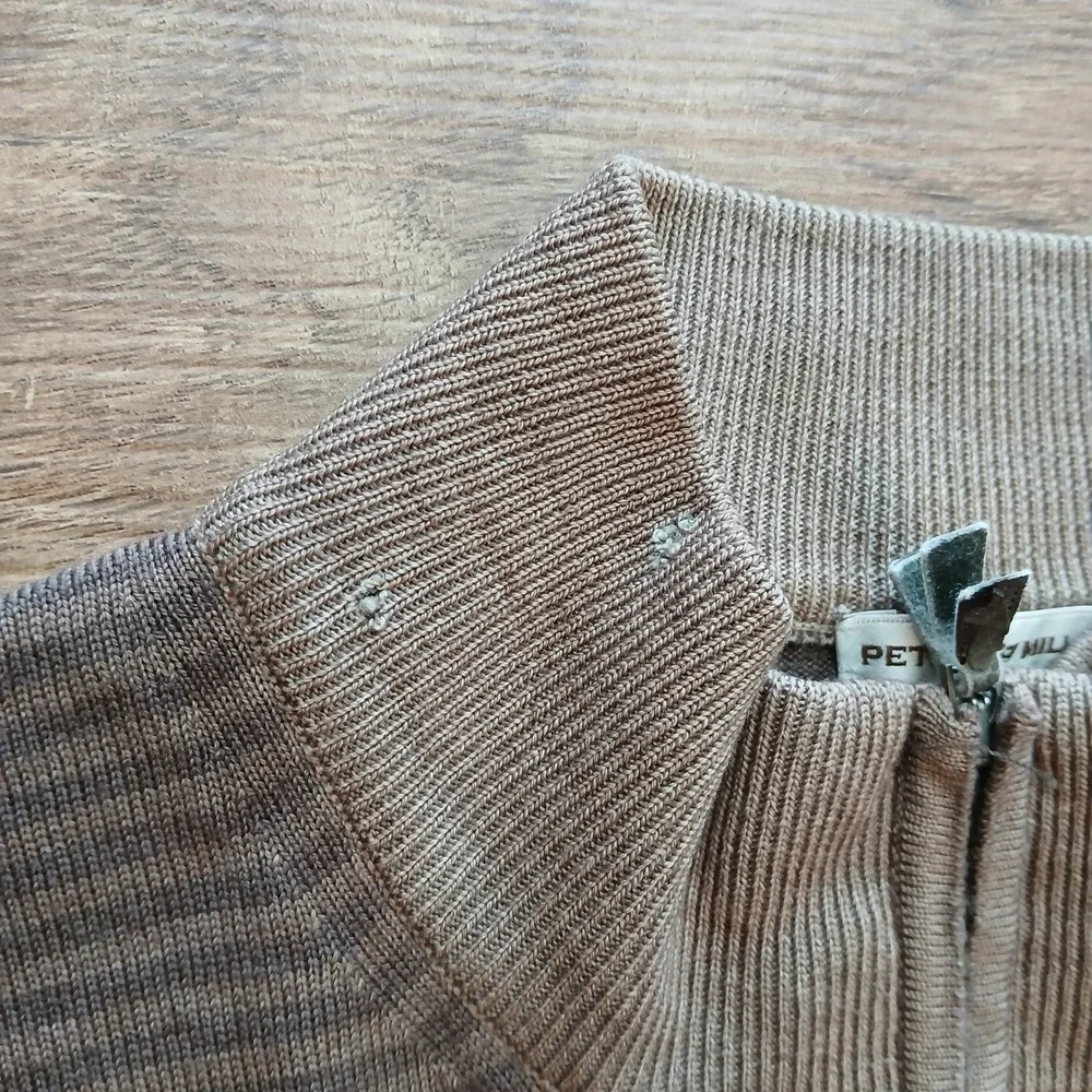 Peter Millar Sweater Mens Extra Large Brown Striped 100% Merino‎ Wool MF15S68